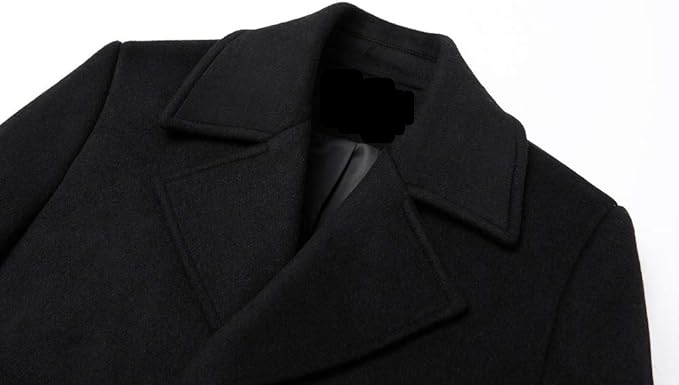 Black Wool Mens Peacoat