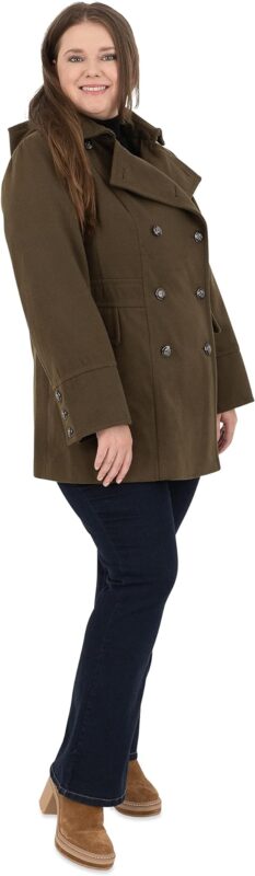 Women's Double Breasted Short Hooded Peacoat