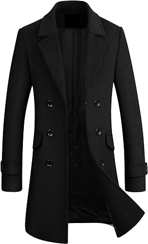 Black Wool Mens Peacoat