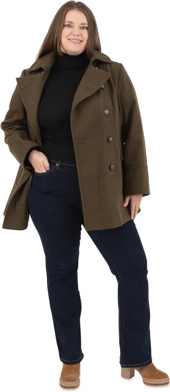 Women's Double Breasted Short Hooded Peacoat