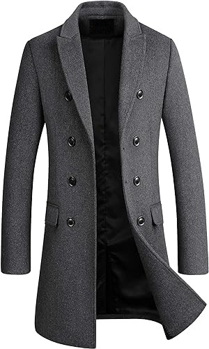 Mens Gray Wool Peacoat