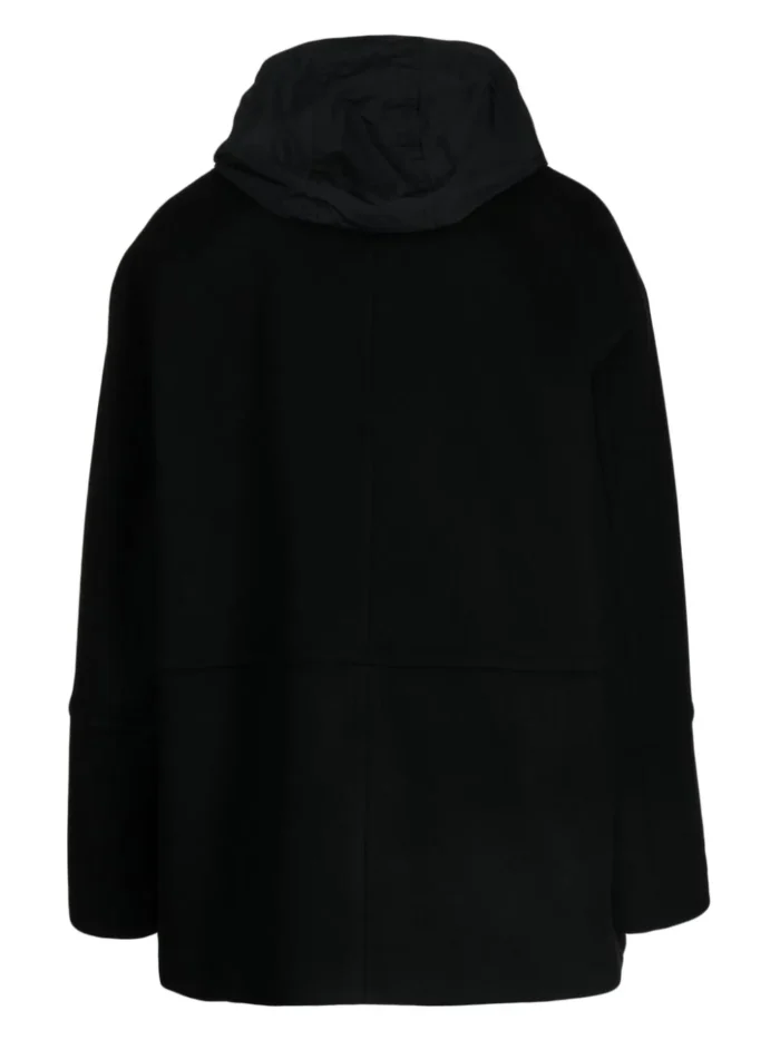 Mens Black Hooded Peacoat