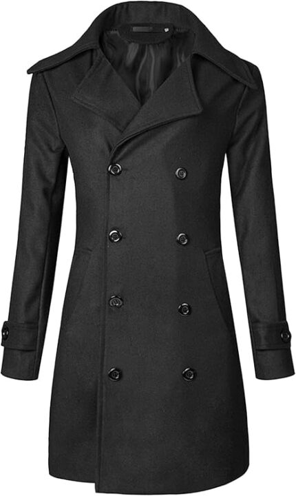 Mens Biack Peacoat Long