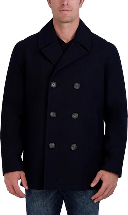 Mens Black Wool Peacoat