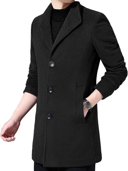 Black Wool Pea Coat Men