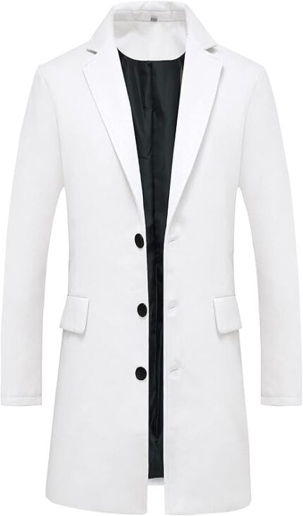 Mens White Wool Coat