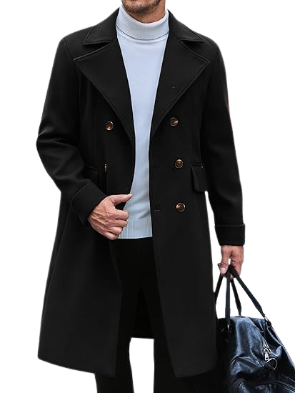 Long Black Wool Coat Men's