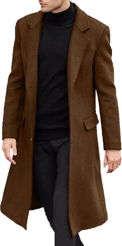 Mens Brown Wool Overcoat