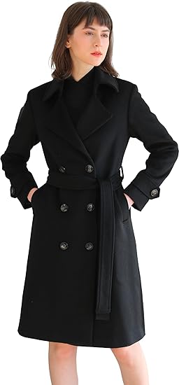 Ladies Black Wool Pea Coat