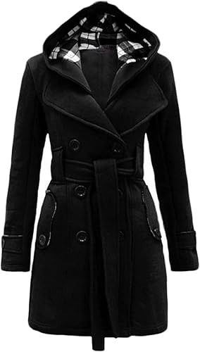 Hooded Pea Coat For Womens