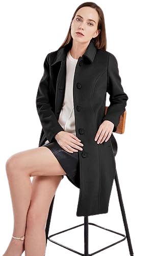 Long Black Peacoat Womens