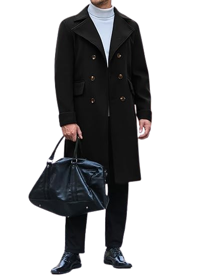 Long Black Wool Coat Men's