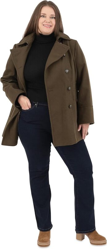 Ladies Hooded Pea Coat