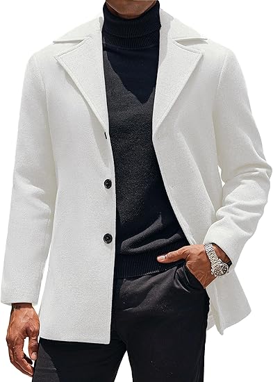 Mens White Wool Coat