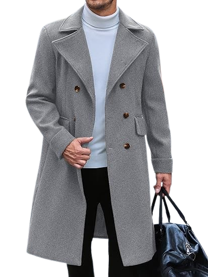 Men's 3/4 Length Wool Coat