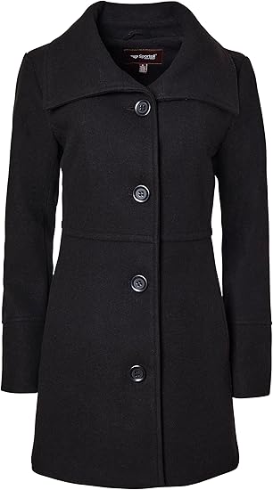 Black Peacoat Front View - Sleek and Stylish"