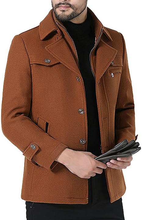 Mens Brown Peacoat