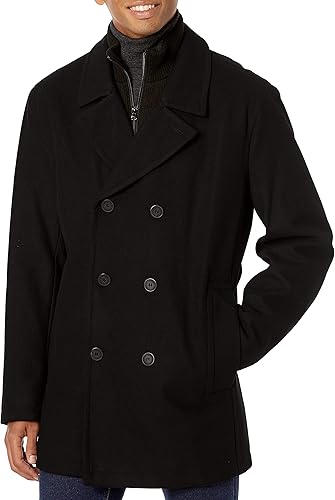 Andrew Marc Black Wool pea coat