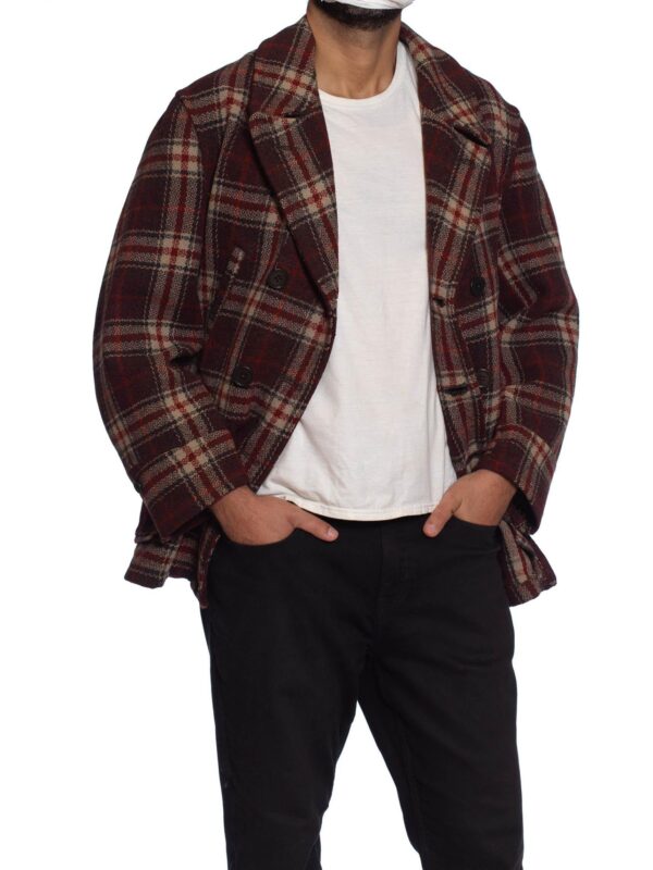 Plaid Mens Peacoat